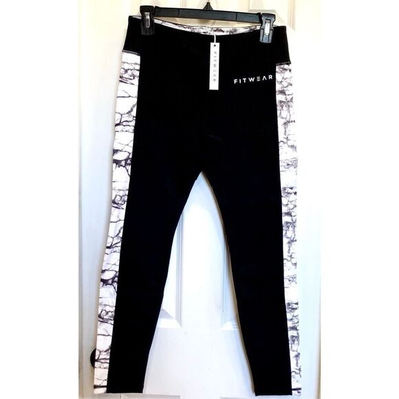 FITWEAR FASHION - NWT- L Sz 8 Black & Marbled Leggings. Super Soft & Sculpting - Picture 12 of 15